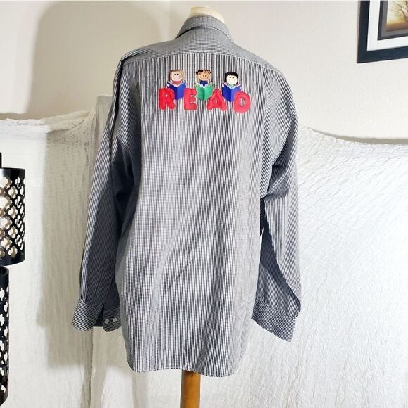 Las Olas VTG "Read" Checkered Shirt Size Large - Picture 5 of 12